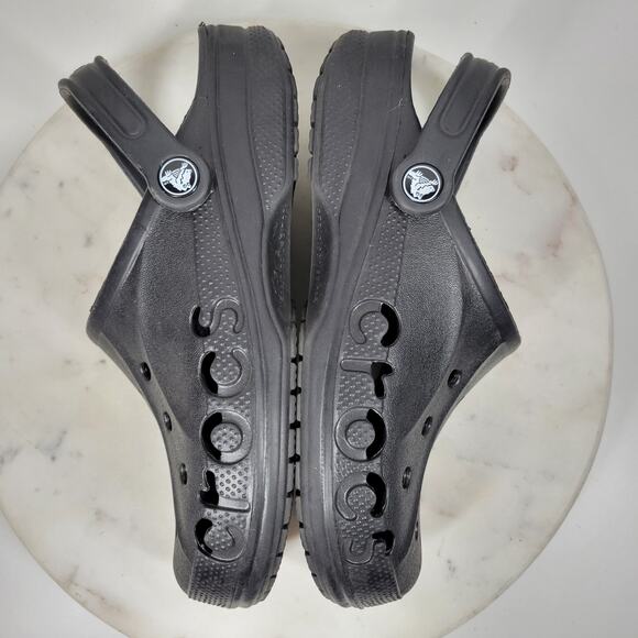 Crocs Baya Clog Sandals  M7/ W9‎ Black Spell Out Waterproof Lightweight Crossite - Picture 13 of 13